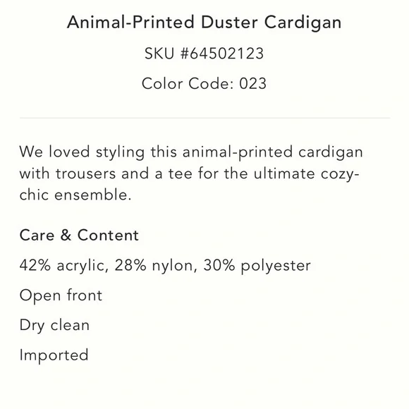 Anthropologie Mixed Print Animal Duster Cardigan - Picture 4 of 6